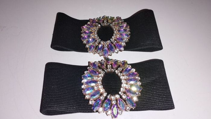 Irish Hard Shoe Buckles - Classic Deluxe - AB Rhinestone with Burgandy Setting main image 0