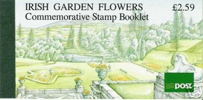 1990 Ireland Irish Garden Flowers Commemorative Stamp Booklet Mint Never Hinged (MNH). Scanned images of panes included but item is complete booklet