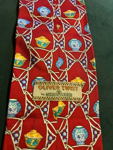 Vintage Silk Tie Vase Motif