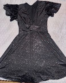 Black Sparkly Skater Dress