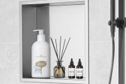 Shower niche  Stainless Steel, Wall-Inserted Niche Recessed Double Shelves, Sealed Waterproof Rust-Resistant Modern Niche for Shower Bathroom Soap Storage, Silver