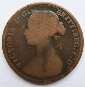 1879 Victorian One Penny Coin Queen Victoria