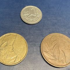 Belgium francs coins 20, 1 and 5 with Dutch text 1981 -1989