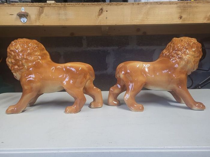 Pair Staffordshire Standing Lions