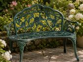 Garden Bench for 2 People Rose Design Cast Aluminium