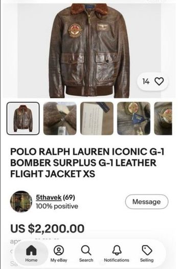 Ralph Lauren Iconic G-1 Bomb Leather Jacket