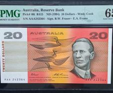 Australia | 20 Dollars | 1994 | P.46i | AAA 242364 | GEM UNC 65 EPQ