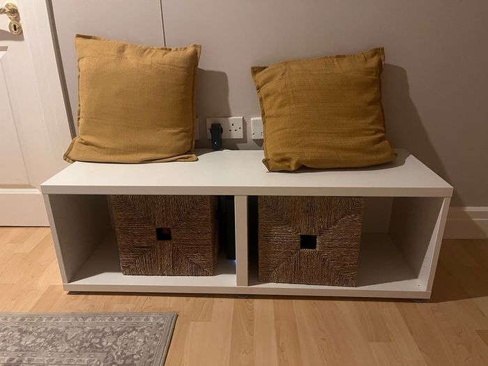 White Storage Bench or Shelving Unit  120 x 40 x 40 cm