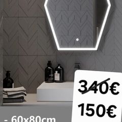 LED Bathroom Mirror Black Frame Antifog Touch Switch