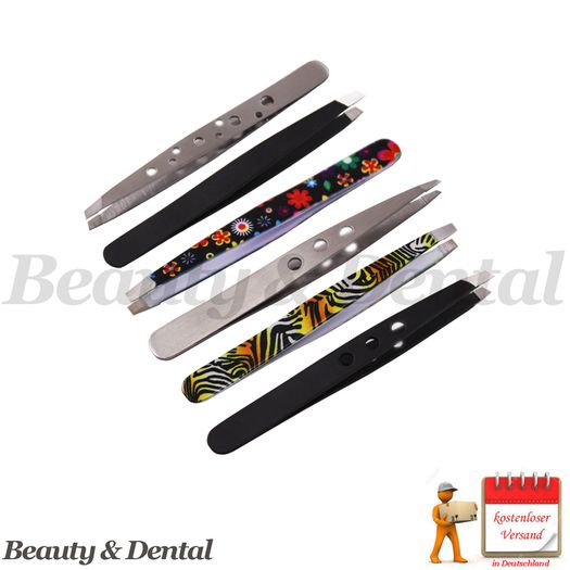 6x Eyebrow Tweezers Professional Hair Beauty Slanted Stainless Steel Tweezer Useful