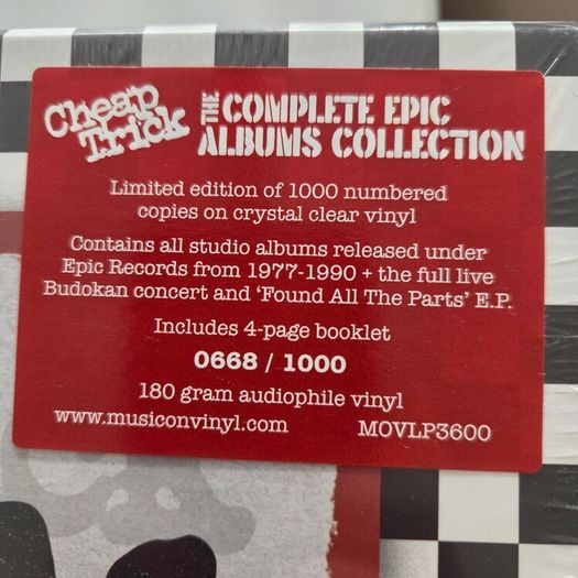 Cheap Trick - The Complete Epic Albums Collection. Clear Vinyl Boxset. Sealed.