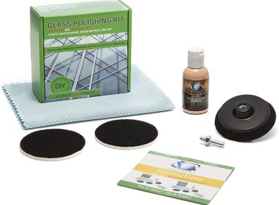 Glass Polish 21002 DIY Glass Polishing Kit for Do-It-Yourself Use on All Glass Surfaces -  75mm with Drill Attachment