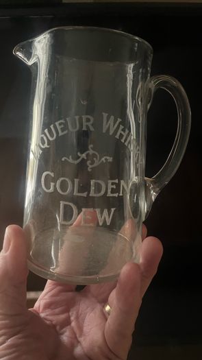 "Golden Dew" Liqueur whiskey water jug
