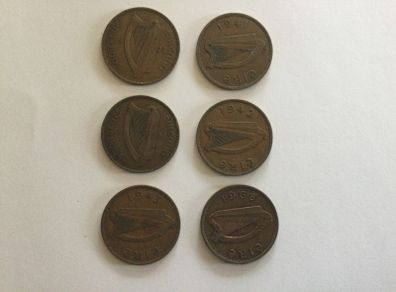 Coins - Eire Pennies X 6