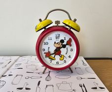 Vintage Bradley Micky Mouse Alarm Clock Mechanical Wind up 1970s Licencesed Disney clock