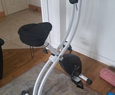 Foldable Exercise Bike, Indoor Fitness Bicycle Trainer with 8-level Magnetic Resistance and LCD Monitor, Red