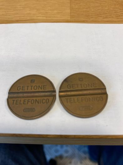 2 x Telephone Tokens - Gettone Telefonico 1970s (Italian)