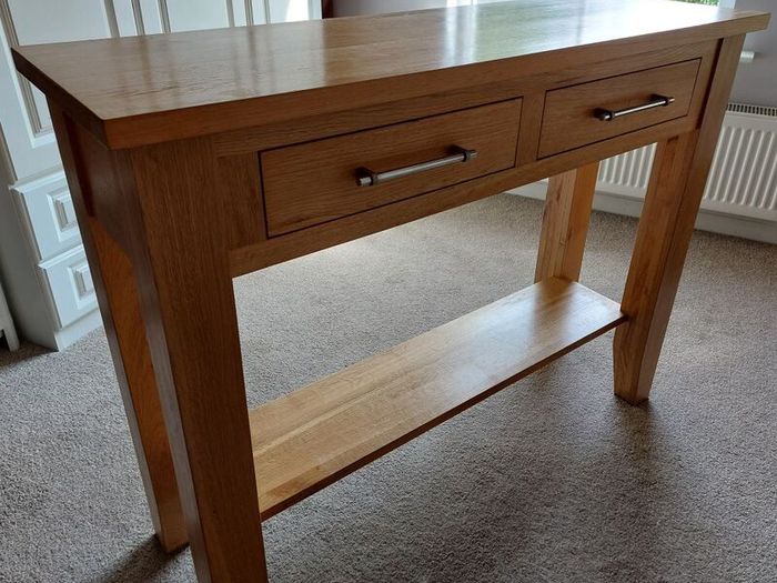 Oak Console Table with 2 Drawers
