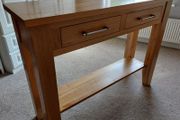 Oak Console Table with 2 Drawers