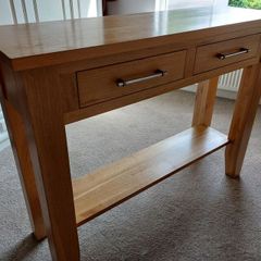Oak Console Table with 2 Drawers