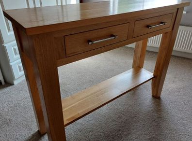Oak Console Table with 2 Drawers