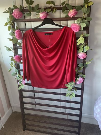 top Bnwt baloot brand size large (14) drape neckline wine/red shade