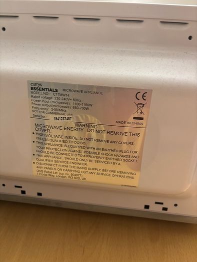 Curry's essentials microwave