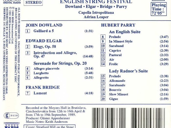 English String Festival. CD. Free Postage!