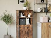 Bookcase, Book Cabinet, Office Shelf, Kitchen Cabinet with 2 Open Compartments, Adjustable Shelf in Cupboard, Multifunctional