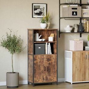 Bookcase, Book Cabinet, Office Shelf, Kitchen Cabinet with 2 Open Compartments, Adjustable Shelf in Cupboard, Multifunctional