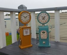 A pair of Decorative vintage Gas pump/clocks,one of these is the famous route 66, perfect for any collector, enthusiast or fan of all thinks vintage etc..would looks lovely in a shed bar/room outdoor area etc..65 for the pair.