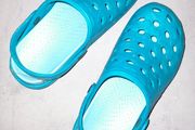 Blue crocs, size 3.5/4