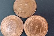 British farthing coins