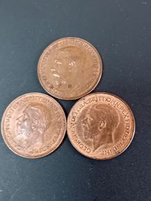 British farthing coins