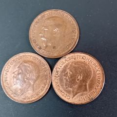 British farthing coins