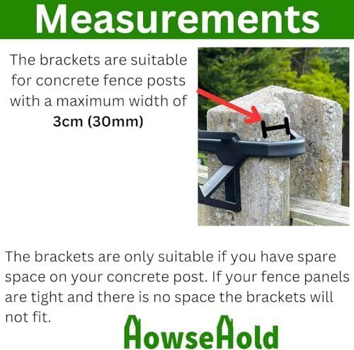 Hanging Basket Brackets for Concrete Fence Posts [2 PACK] Supports Easy Fill Baskets, Lantern Bird Feeders Adjustable Height Visit the HowseHold Store