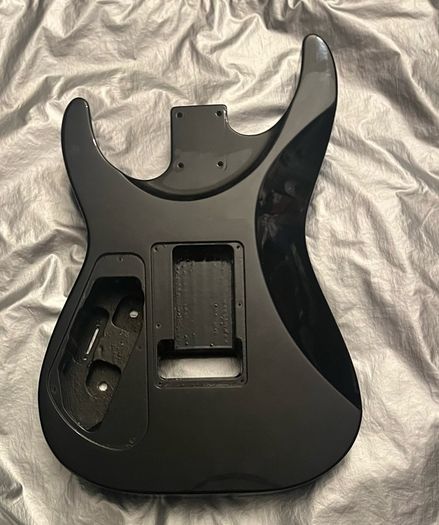 Made in Japan Jackson dinky Solid Black Guitar Body.Factory original paint finish. Floyd tremolo ready electric guitar parts accessories