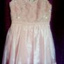 Miss Selfridge Coral/Peach Colour Sequined Bodice Lace Overlayered Skirt, Knee Length Dress Image 3