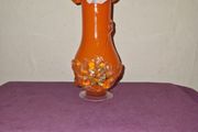 1960's Orange ruffled blown glass vase