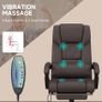 6-Point Massage Office Chair, PU Leather Desk Chair with Adjustable Height and Footrest for Home Office, Brown Image 4