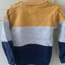 Striped knit jumper navy mark grey and mustard 12-18 months Image 2