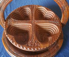 Hand Carved Wooden Basket / Serving Dish