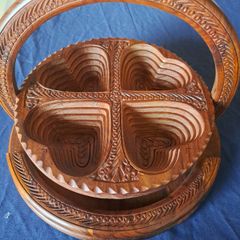 Hand Carved Wooden Basket / Serving Dish