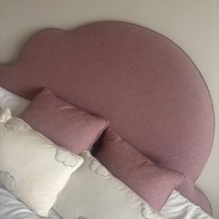 Wool herringbone custom designer headboard bed and accessories