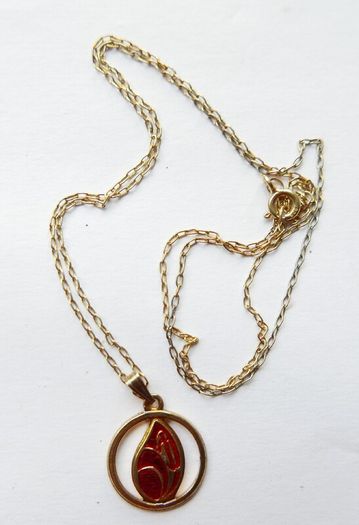 Vintage Sterling Silver 925 Gold Plated Chain with Pendant , length 20" - 2,8g