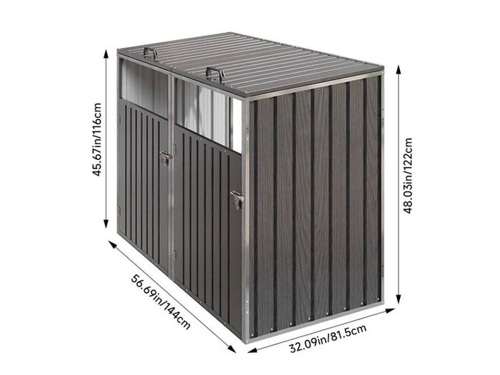 Double Metal Wheelie Bin Shelter Shed Storage