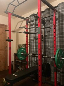 RPM Power Rack, Weights, Olympic Bar and Bench