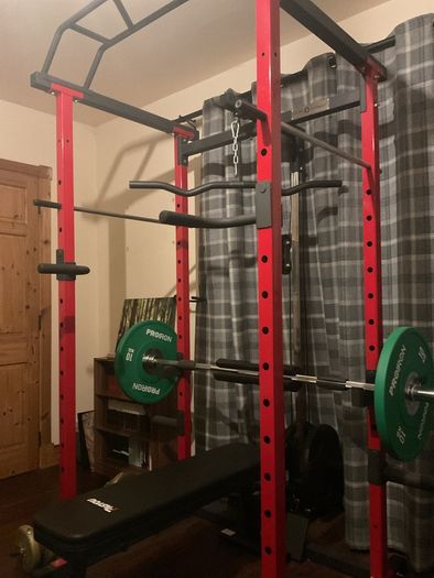 RPM Power Rack, Weights, Olympic Bar and Bench