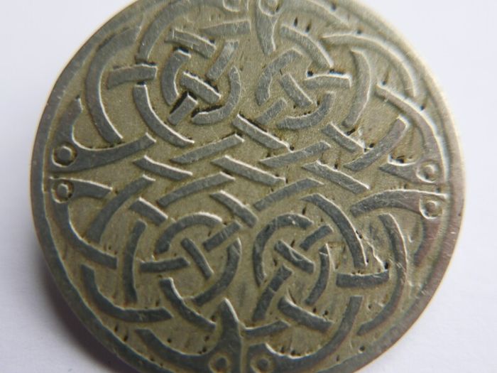 Vintage Brooch Celtic Design Scottish  Pewter Pin Brooch