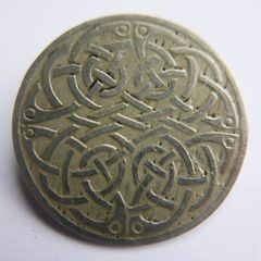 Vintage Brooch Celtic Design Scottish  Pewter Pin Brooch